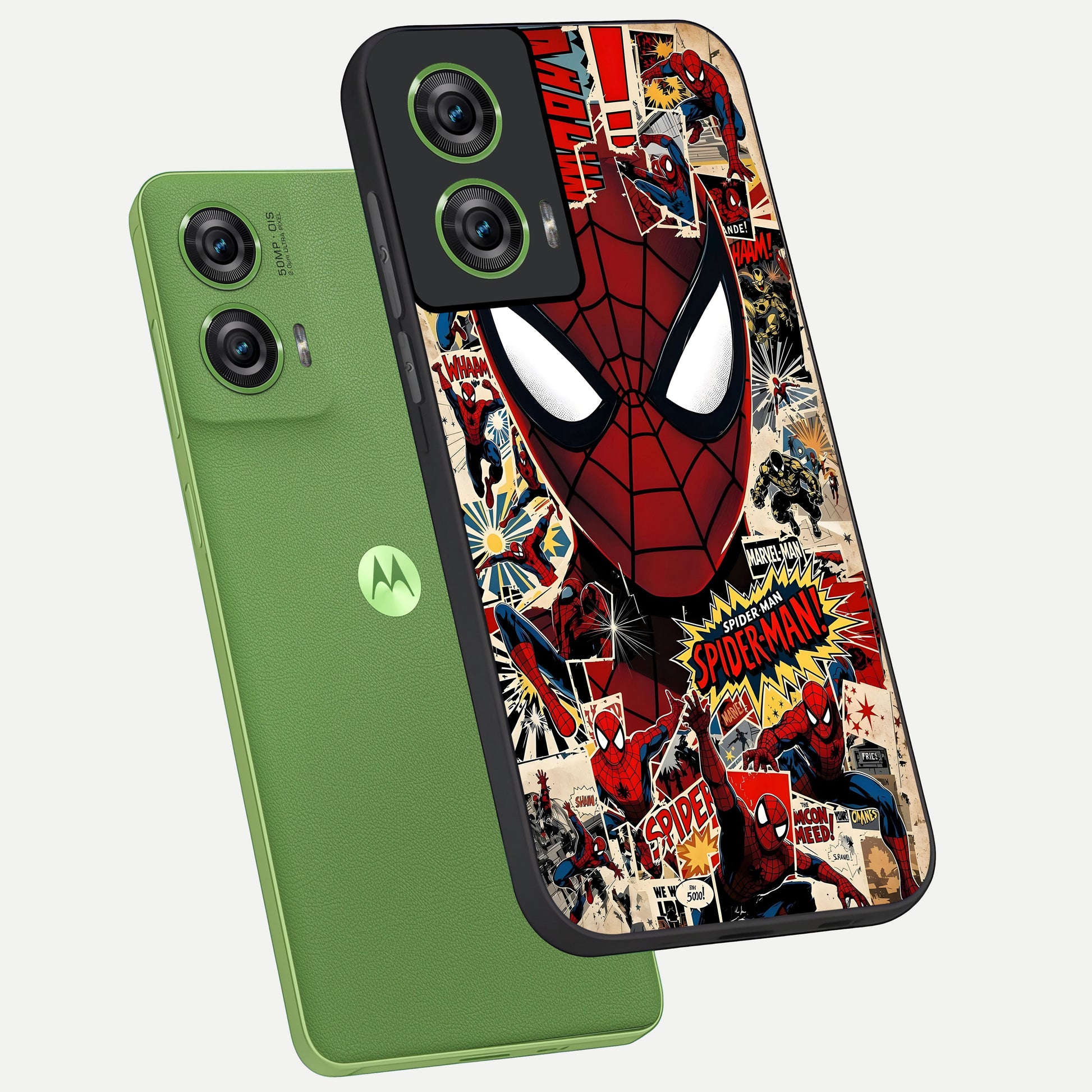  Aesthetic Wonder Spider phone case For Moto Edge 50 Fusion showing premium glass back cover with detailed artwork