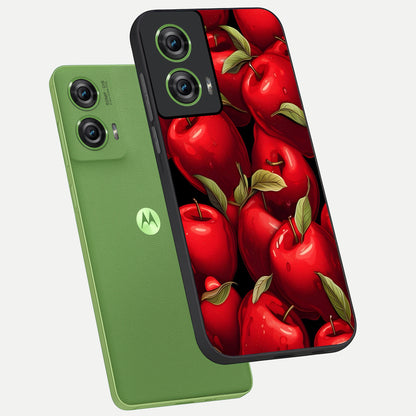  Apple Pattern phone case For Moto Edge 50 Fusion showing premium glass back cover with detailed artwork