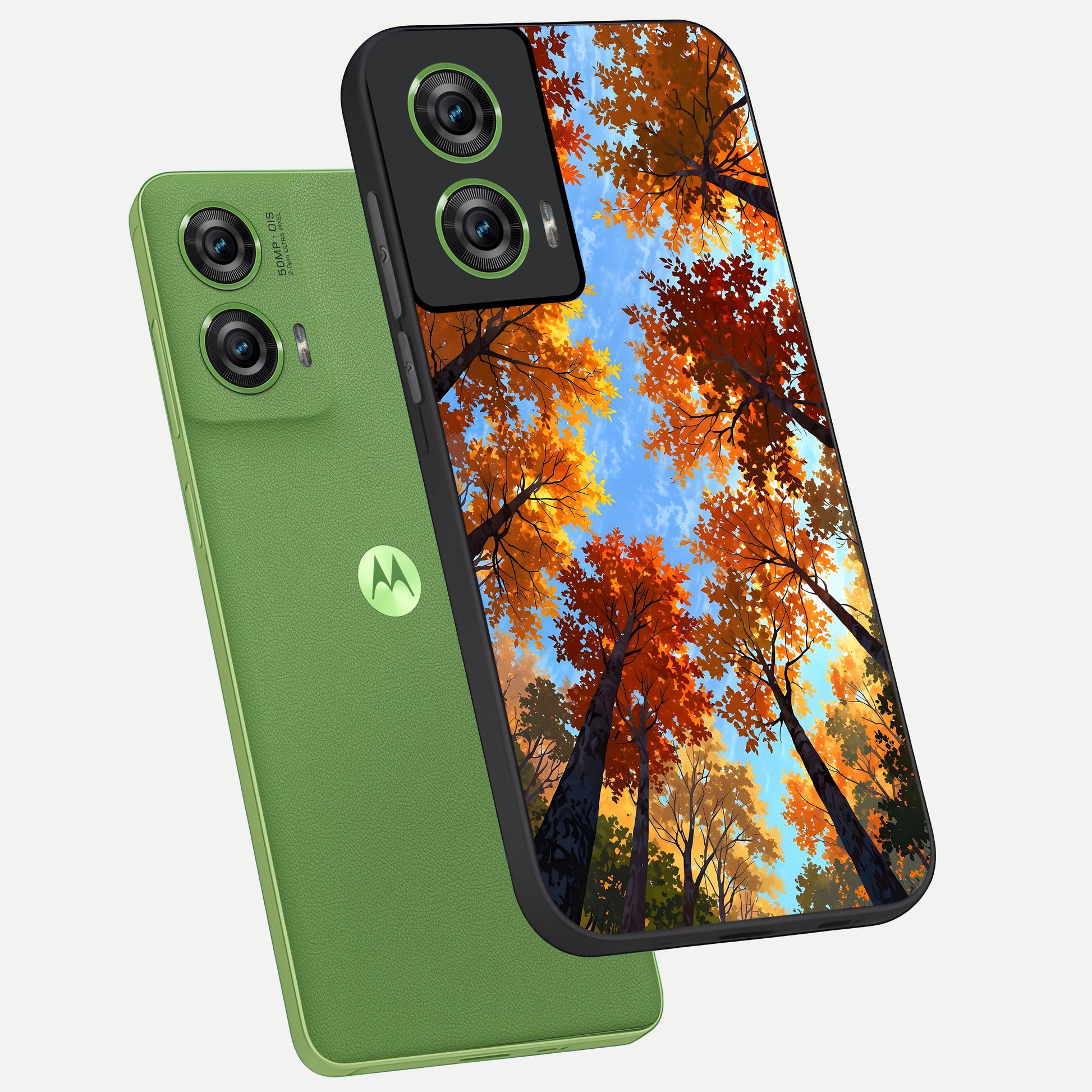  Autumn Sky Rise phone case For Moto Edge 50 Fusion showing premium glass back cover with detailed artwork