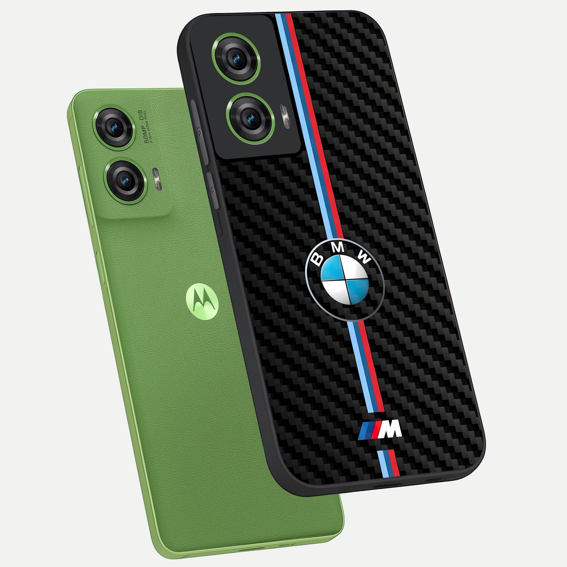  BMW Pattern phone case For Moto Edge 50 Fusion showing premium glass back cover with detailed artwork