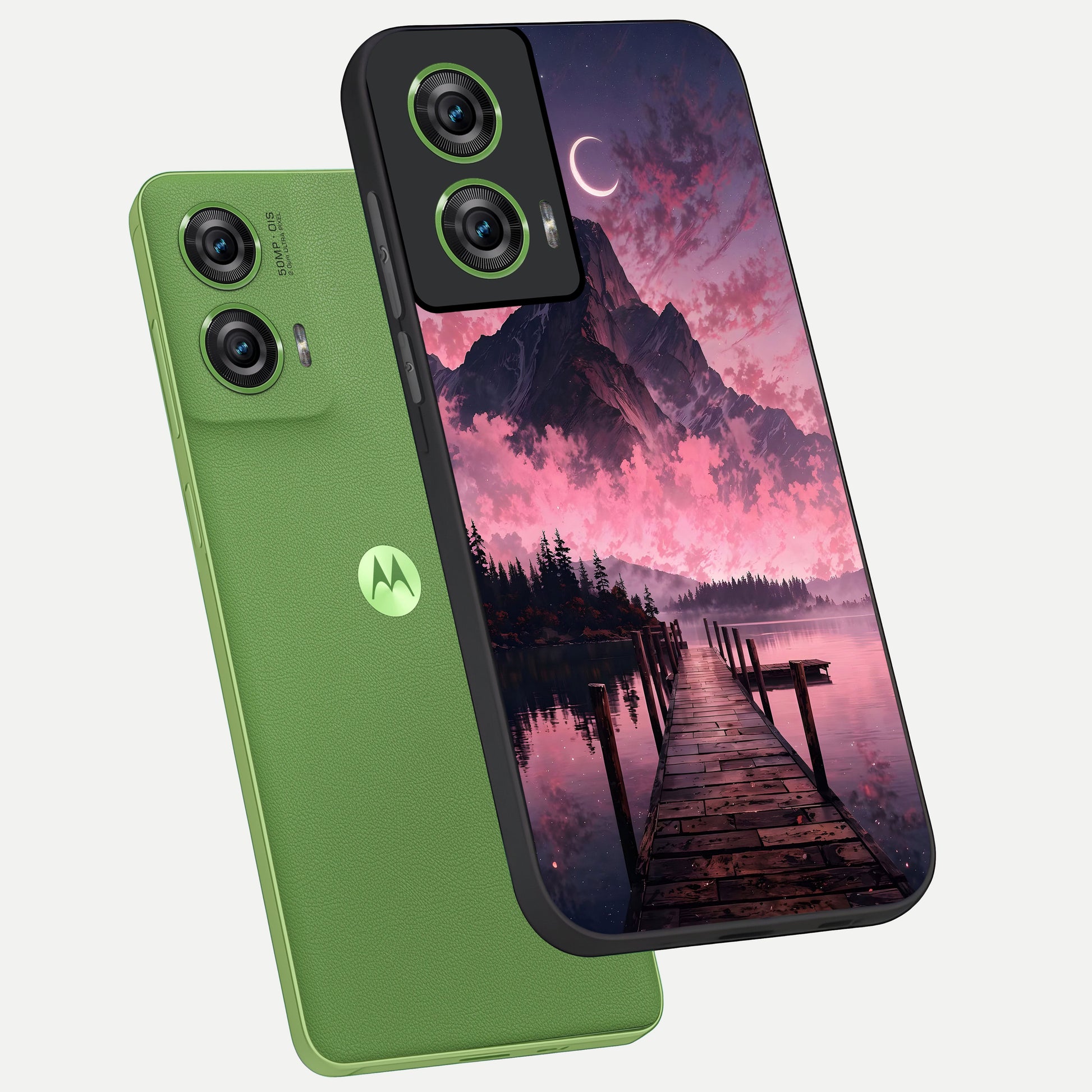  Beautiful Mountain View phone case For Moto Edge 50 Fusion showing premium glass back cover with detailed artwork