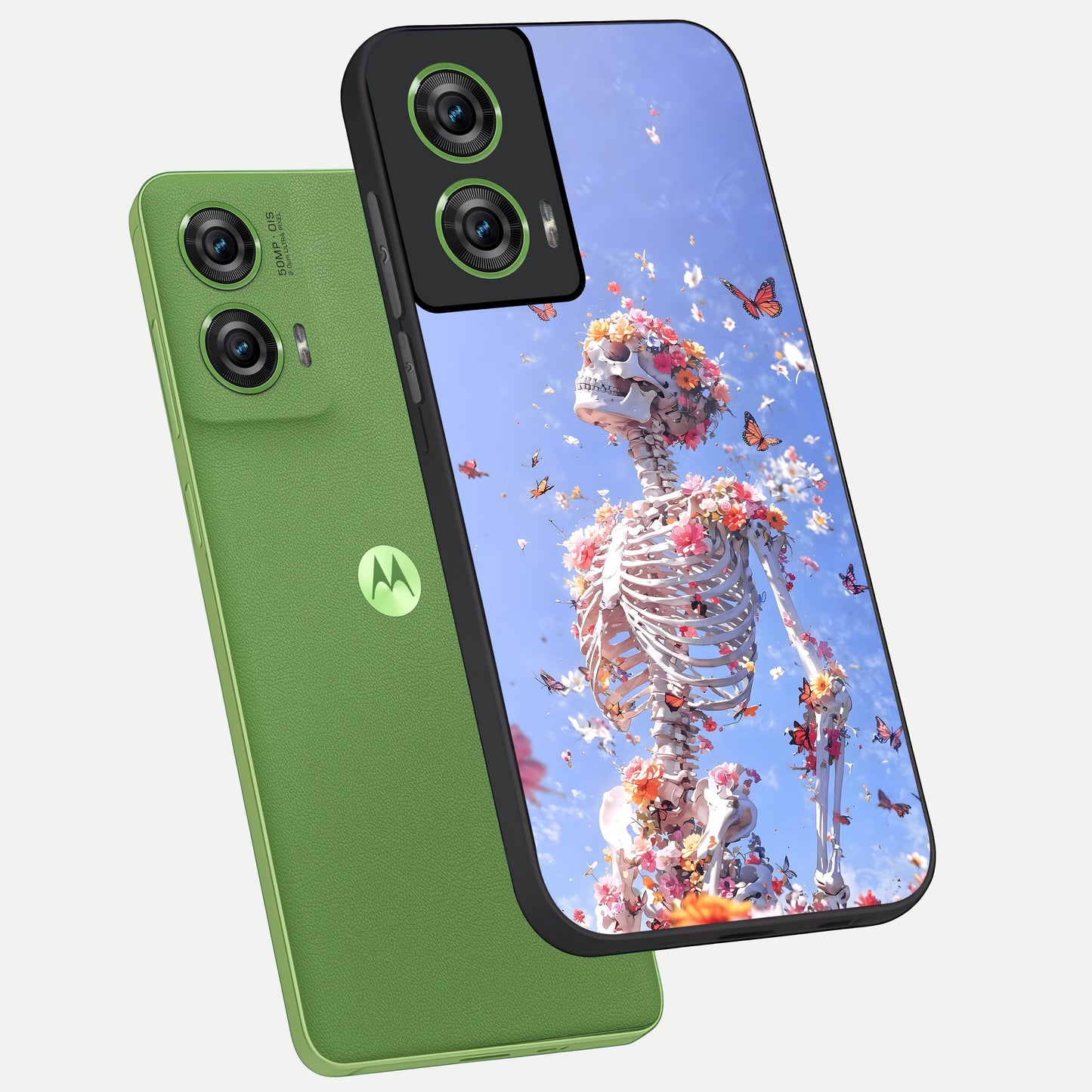  Bloom Beyond Bones phone case For Moto Edge 50 Fusion showing premium glass back cover with detailed artwork