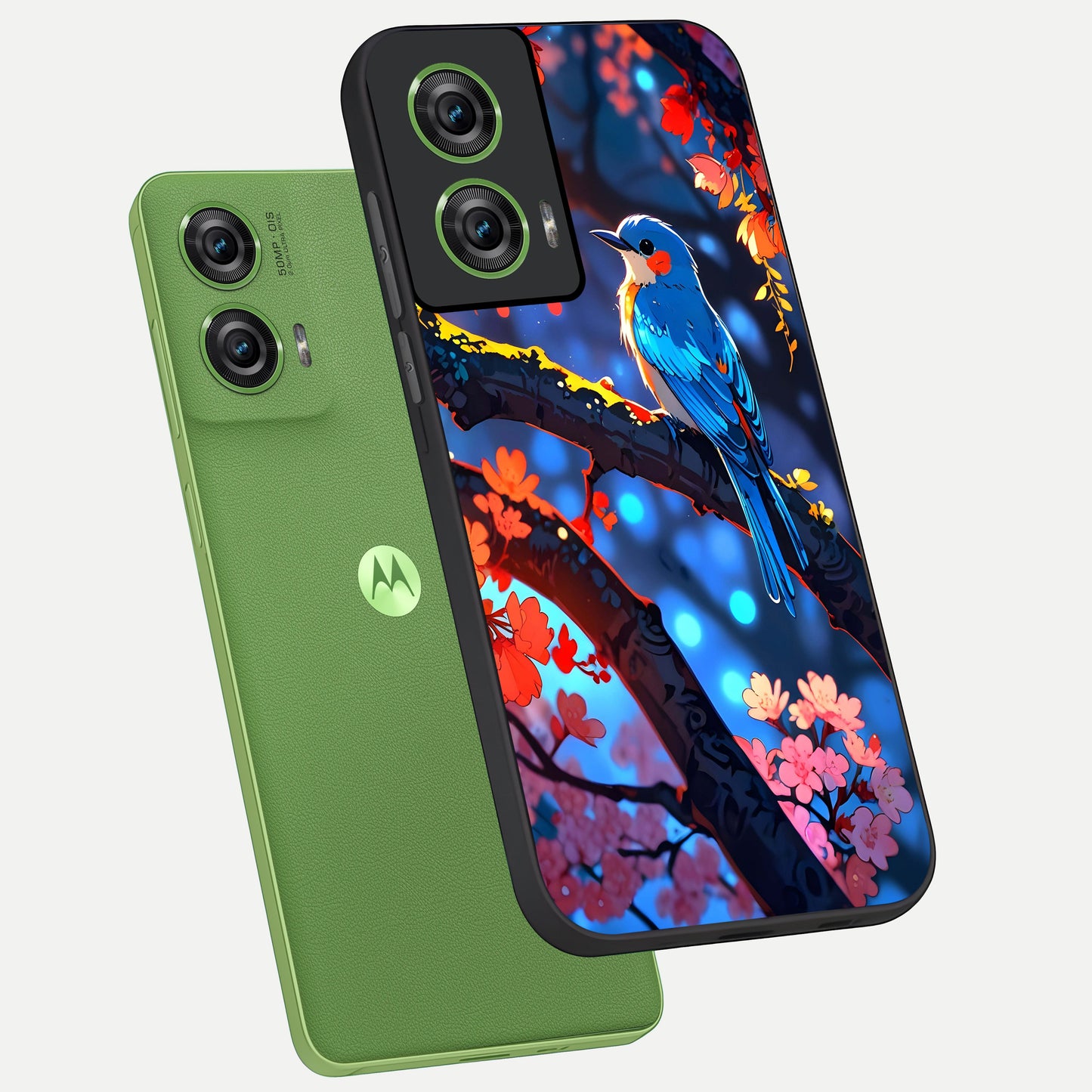  Blooming Water Drift phone case For Moto Edge 50 Fusion showing premium glass back cover with detailed artwork
