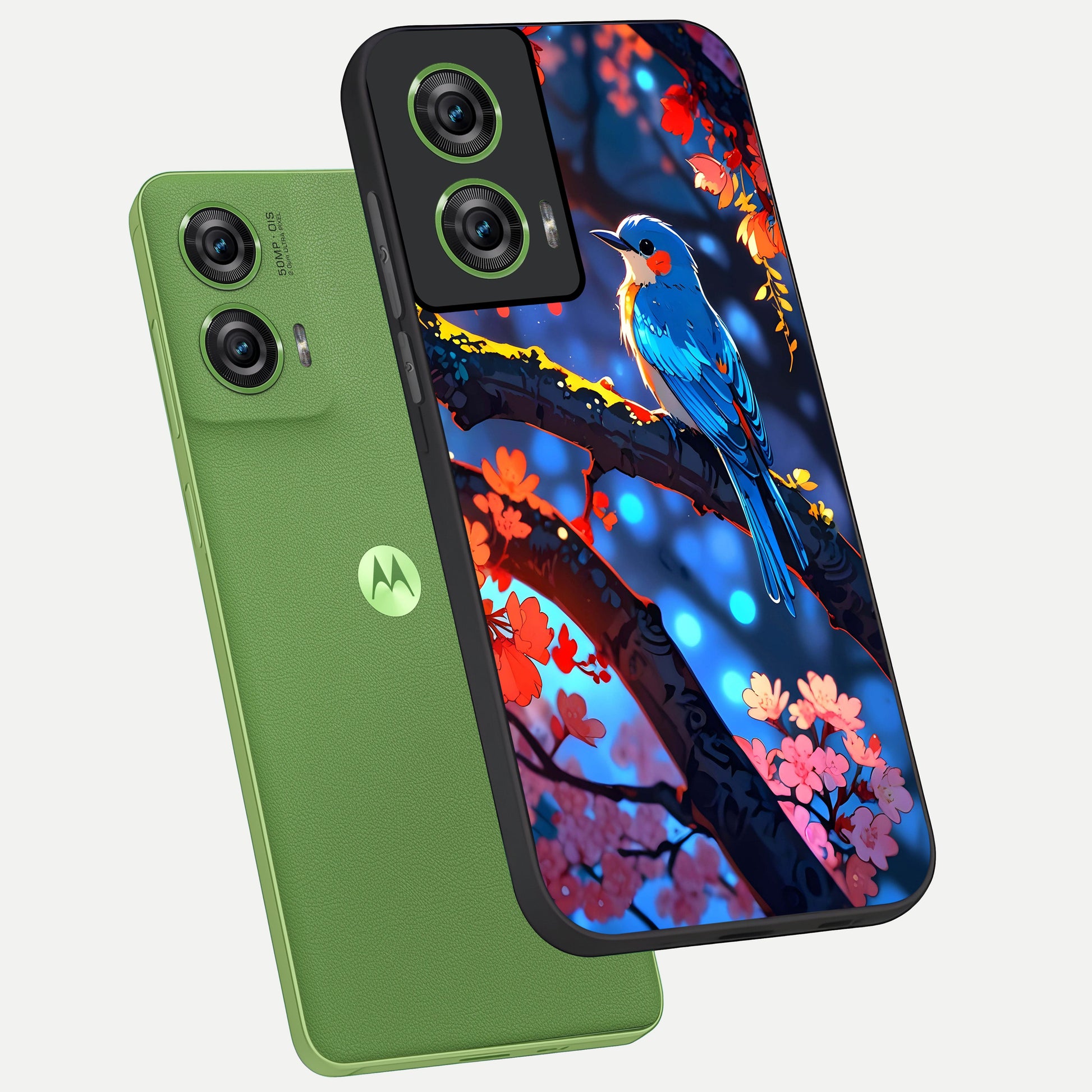  Blooming Water Drift phone case For Moto Edge 50 Fusion showing premium glass back cover with detailed artwork