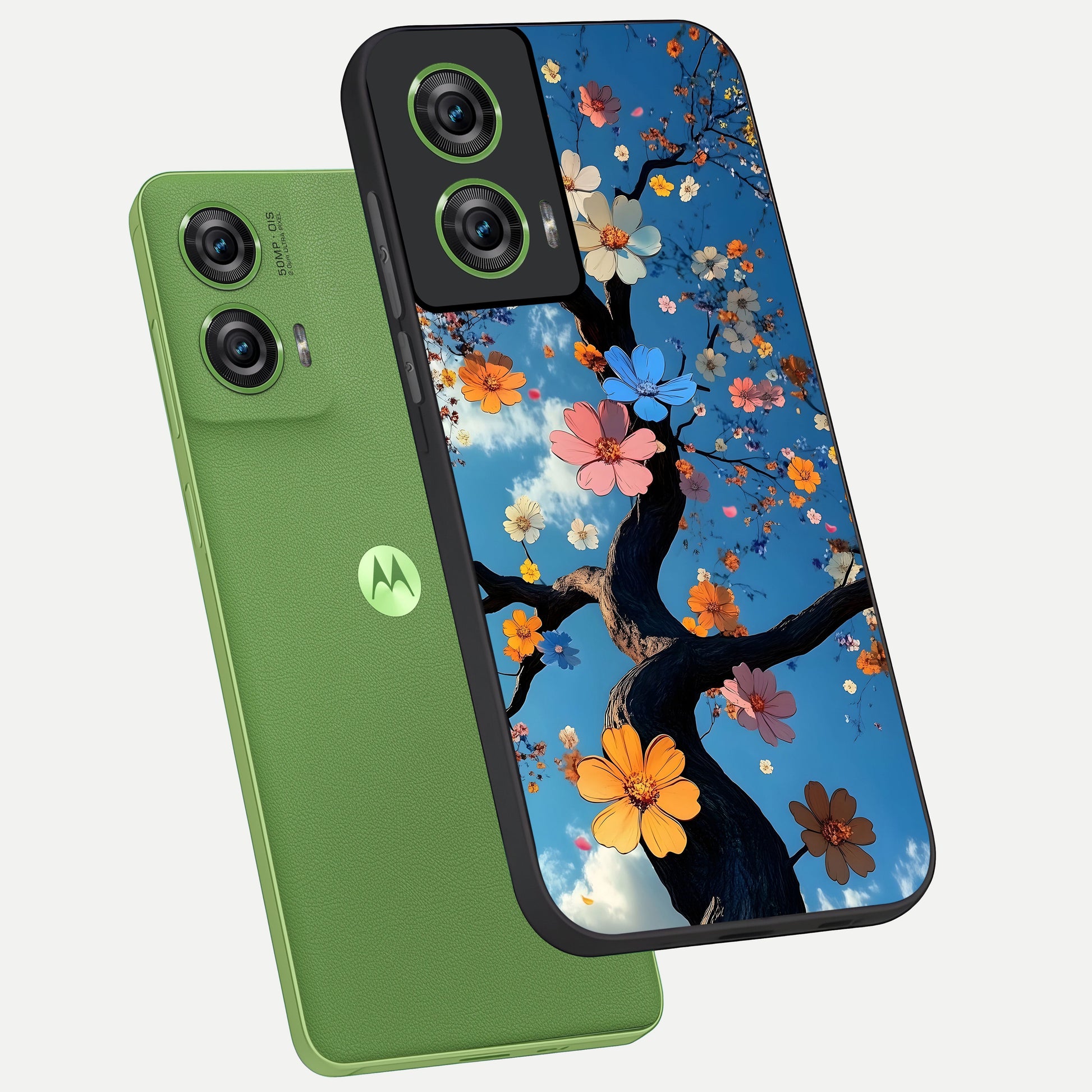  Blossom Dream Sky phone case For Moto Edge 50 Fusion showing premium glass back cover with detailed artwork