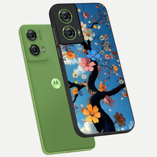  Blossom Dream Sky phone case For Moto Edge 50 Fusion showing premium glass back cover with detailed artwork