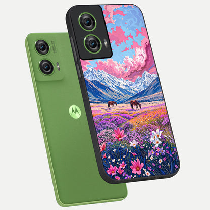  Blossom Valley Dream phone case For Moto Edge 50 Fusion showing premium glass back cover with detailed artwork