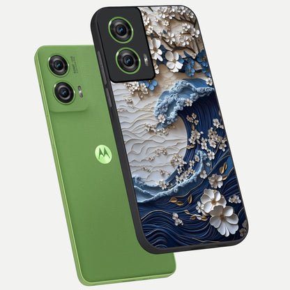  Blossom Wave Art phone case For Moto Edge 50 Fusion showing premium glass back cover with detailed artwork