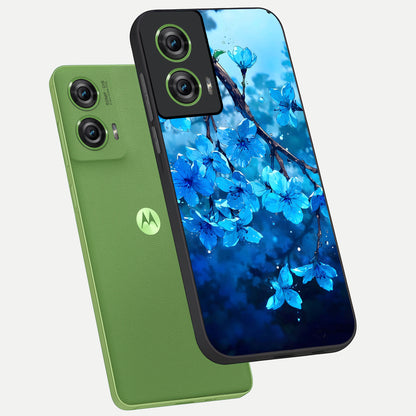  Blue Blossoms Branch phone case For Moto Edge 50 Fusion showing premium glass back cover with detailed artwork