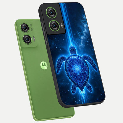  Blue Galaxy Turtle phone case For Moto Edge 50 Fusion showing premium glass back cover with detailed artwork