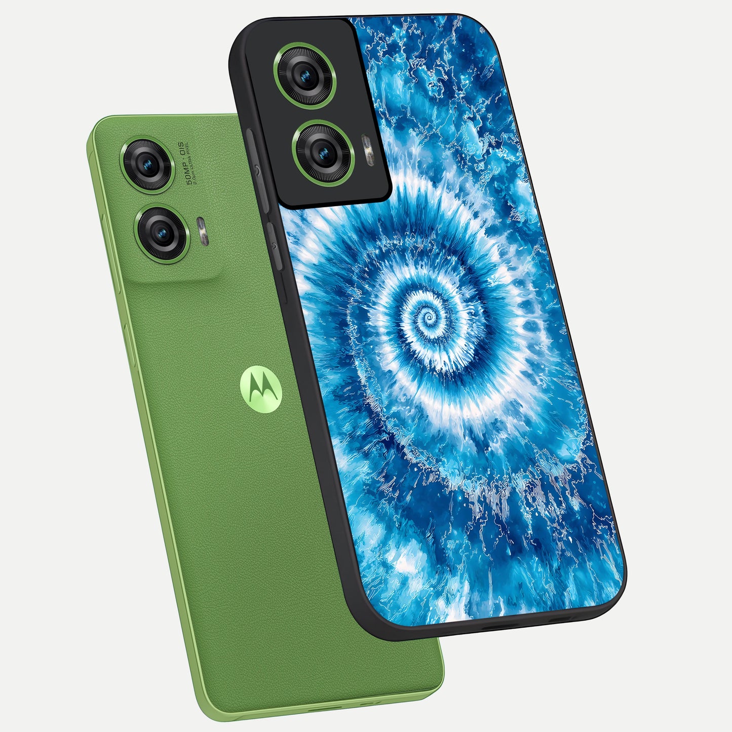  Blue Galaxy Wave phone case For Moto Edge 50 Fusion showing premium glass back cover with detailed artwork