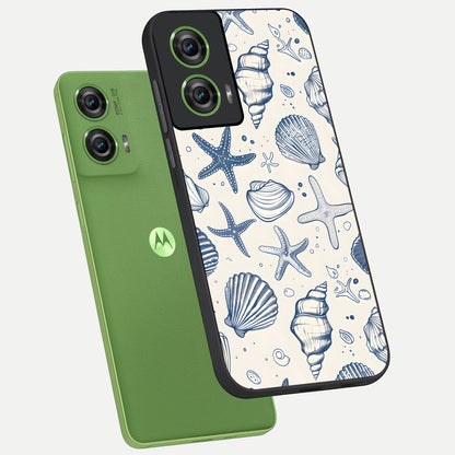  Blue Ocean Outline phone case For Moto Edge 50 Fusion showing premium glass back cover with detailed artwork