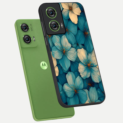  Blue Shade Floral phone case For Moto Edge 50 Fusion showing premium glass back cover with detailed artwork