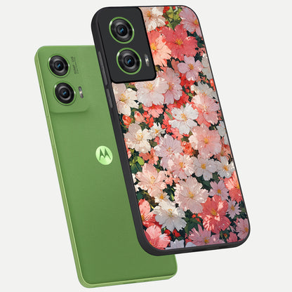  Blush Bloom Field phone case For Moto Edge 50 Fusion showing premium glass back cover with detailed artwork