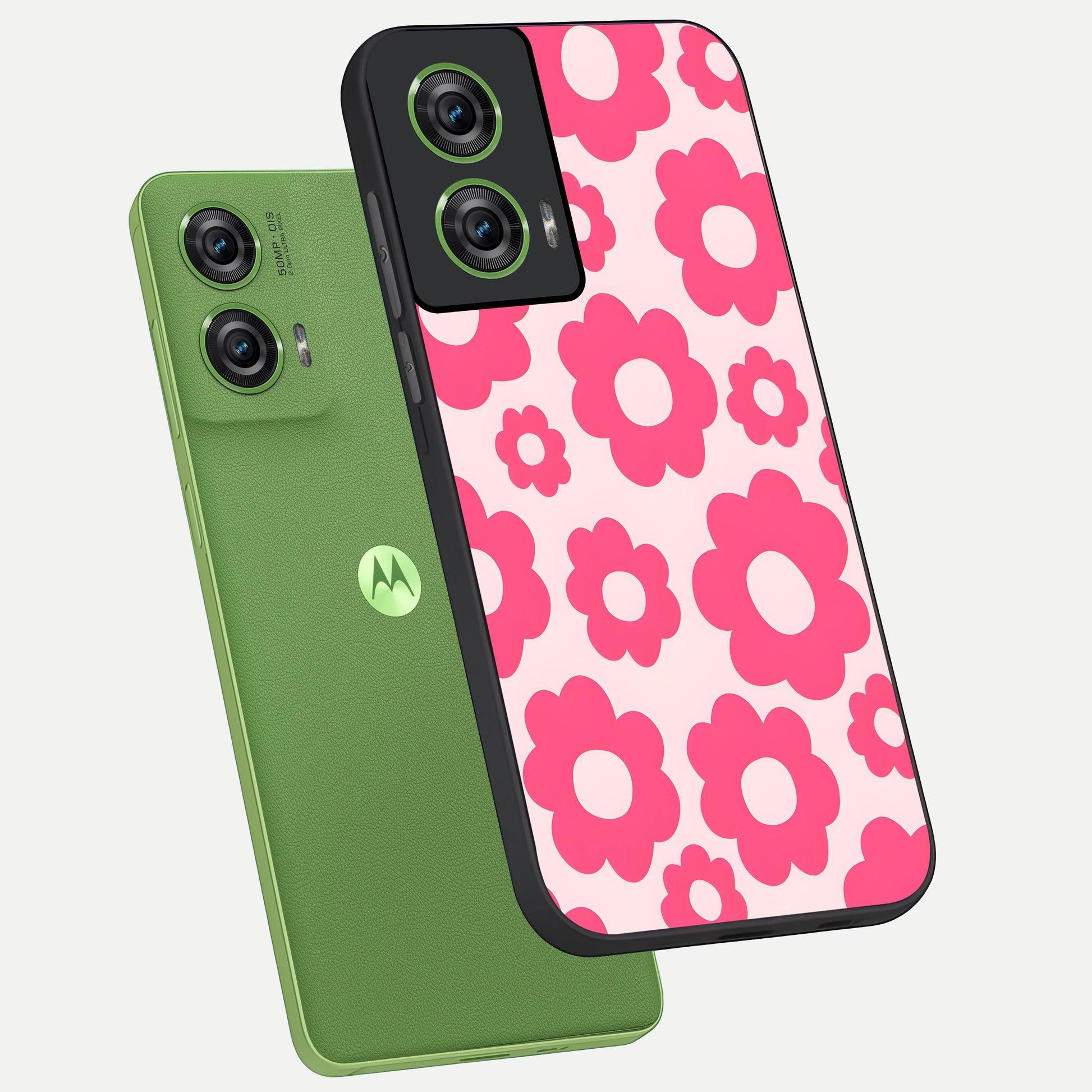  Blush Flower Pop phone case For Moto Edge 50 Fusion showing premium glass back cover with detailed artwork