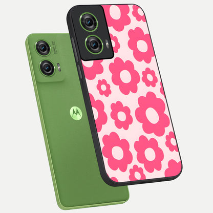  Blush Flower Pop phone case For Moto Edge 50 Fusion showing premium glass back cover with detailed artwork