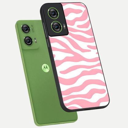  Blush Zebra Flow phone case For Moto Edge 50 Fusion showing premium glass back cover with detailed artwork