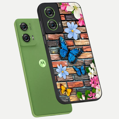  Brick Bloom Flight phone case For Moto Edge 50 Fusion showing premium glass back cover with detailed artwork