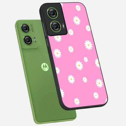  Bubblegum Daisy Pop phone case For Moto Edge 50 Fusion showing premium glass back cover with detailed artwork