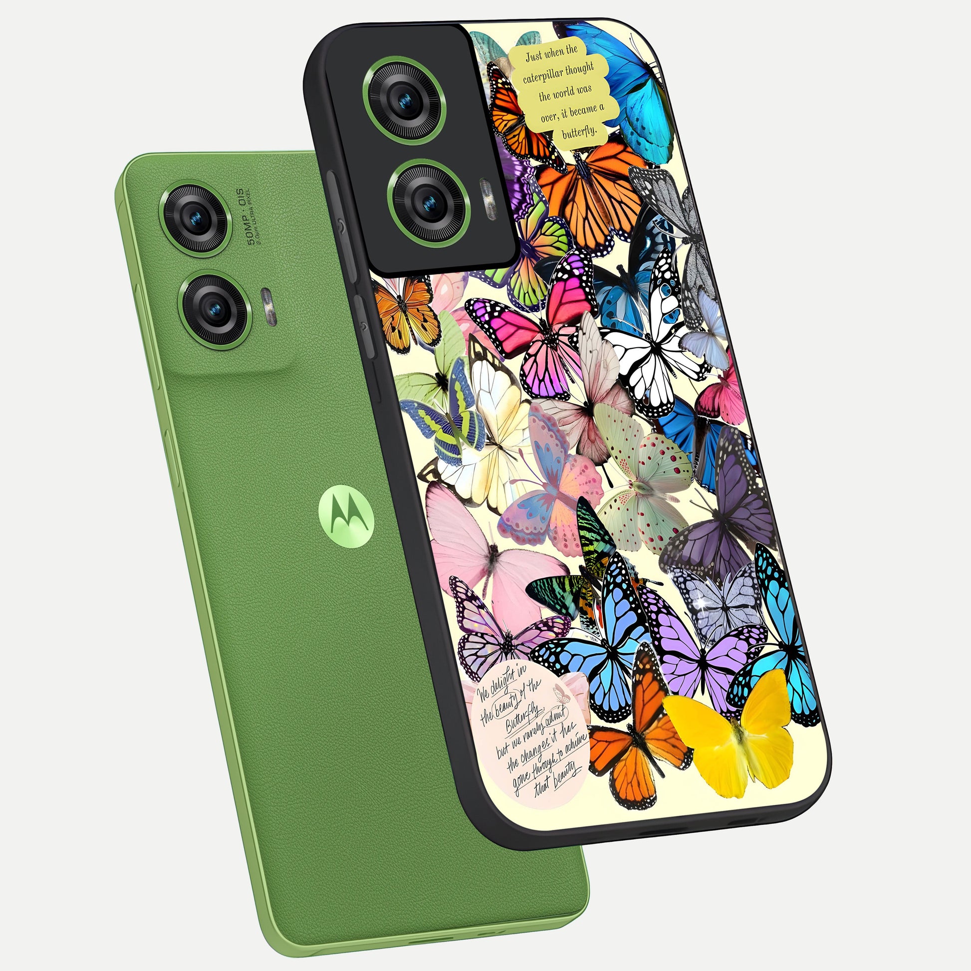  Butterflies Petal Dream phone case For Moto Edge 50 Fusion showing premium glass back cover with detailed artwork