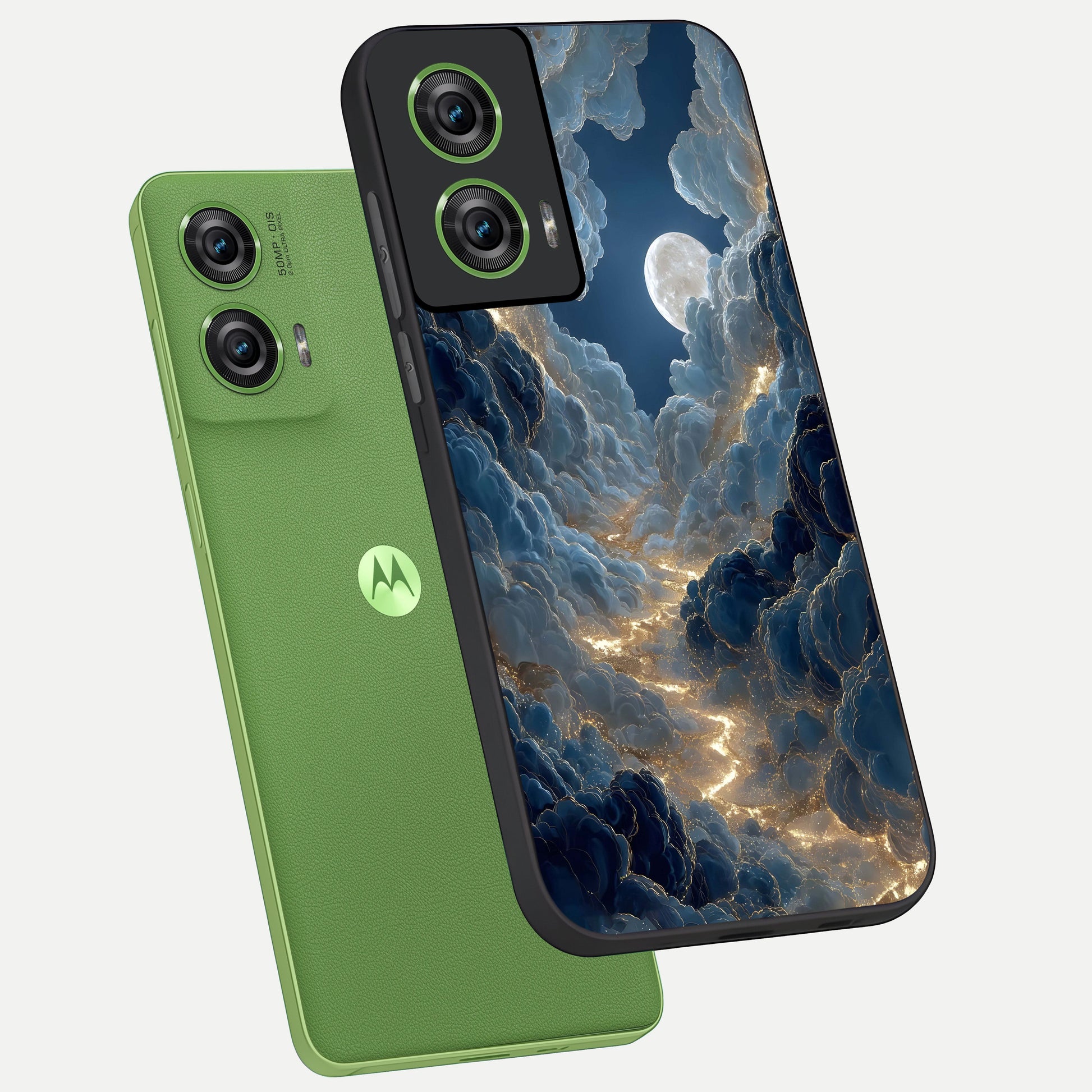  Celestial Cloud Road phone case For Moto Edge 50 Fusion showing premium glass back cover with detailed artwork