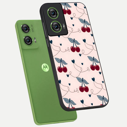  Cherry Heart Line phone case For Moto Edge 50 Fusion showing premium glass back cover with detailed artwork