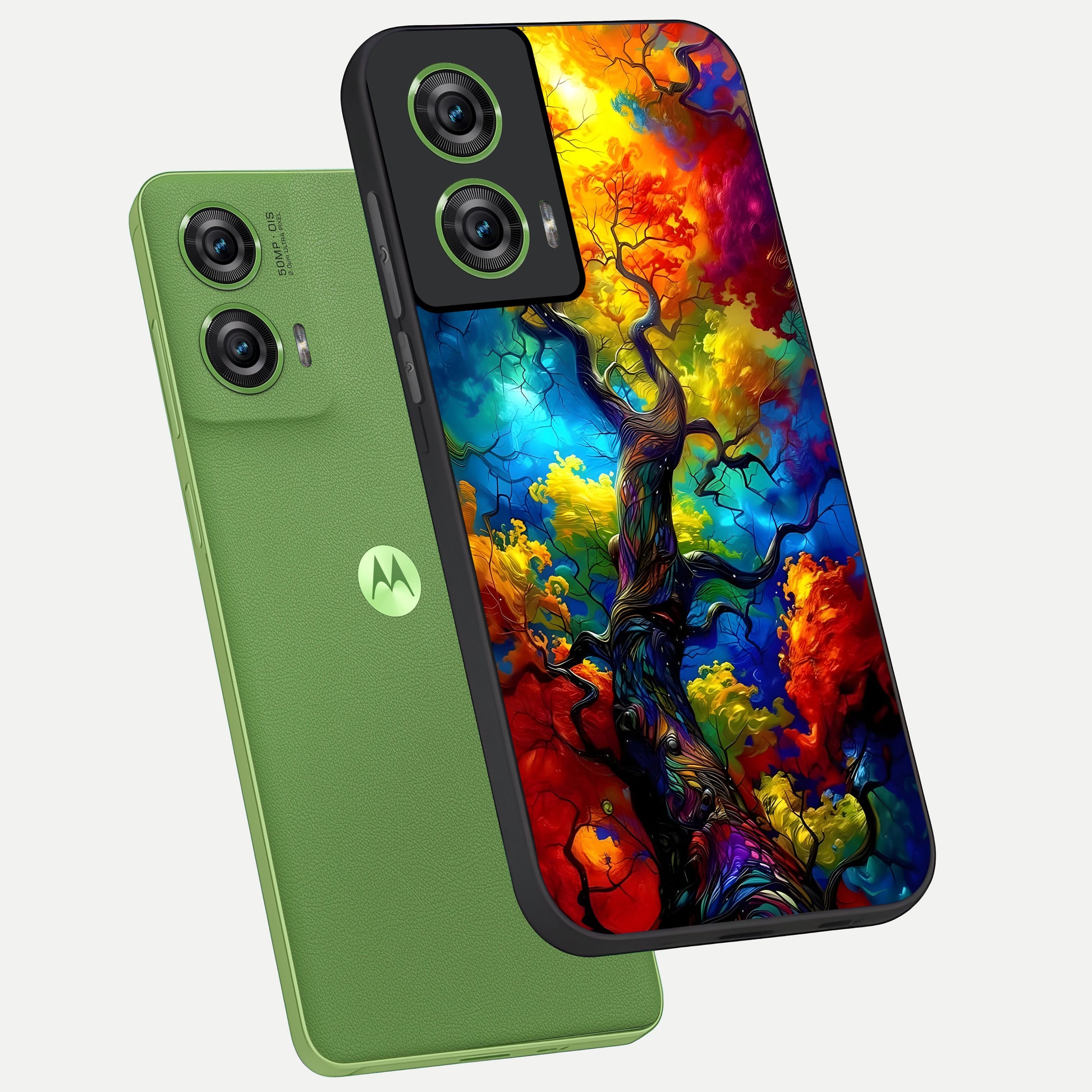  Colorful Soda Bottles phone case For Moto Edge 50 Fusion showing premium glass back cover with detailed artwork