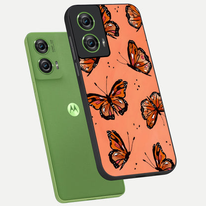  Coral Wing Butterfly phone case For Moto Edge 50 Fusion showing premium glass back cover with detailed artwork