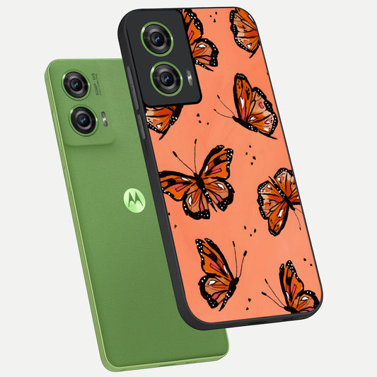  Coral Wing Butterfly phone case For Moto Edge 50 Fusion showing premium glass back cover with detailed artwork