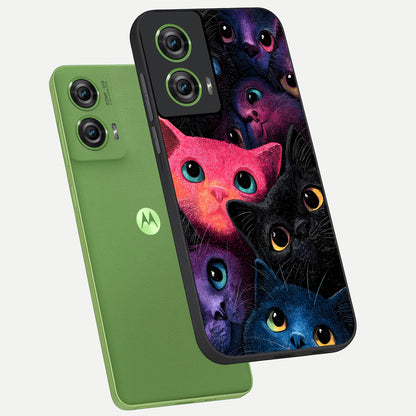  Cosmic Cats Dreams phone case For Moto Edge 50 Fusion showing premium glass back cover with detailed artwork