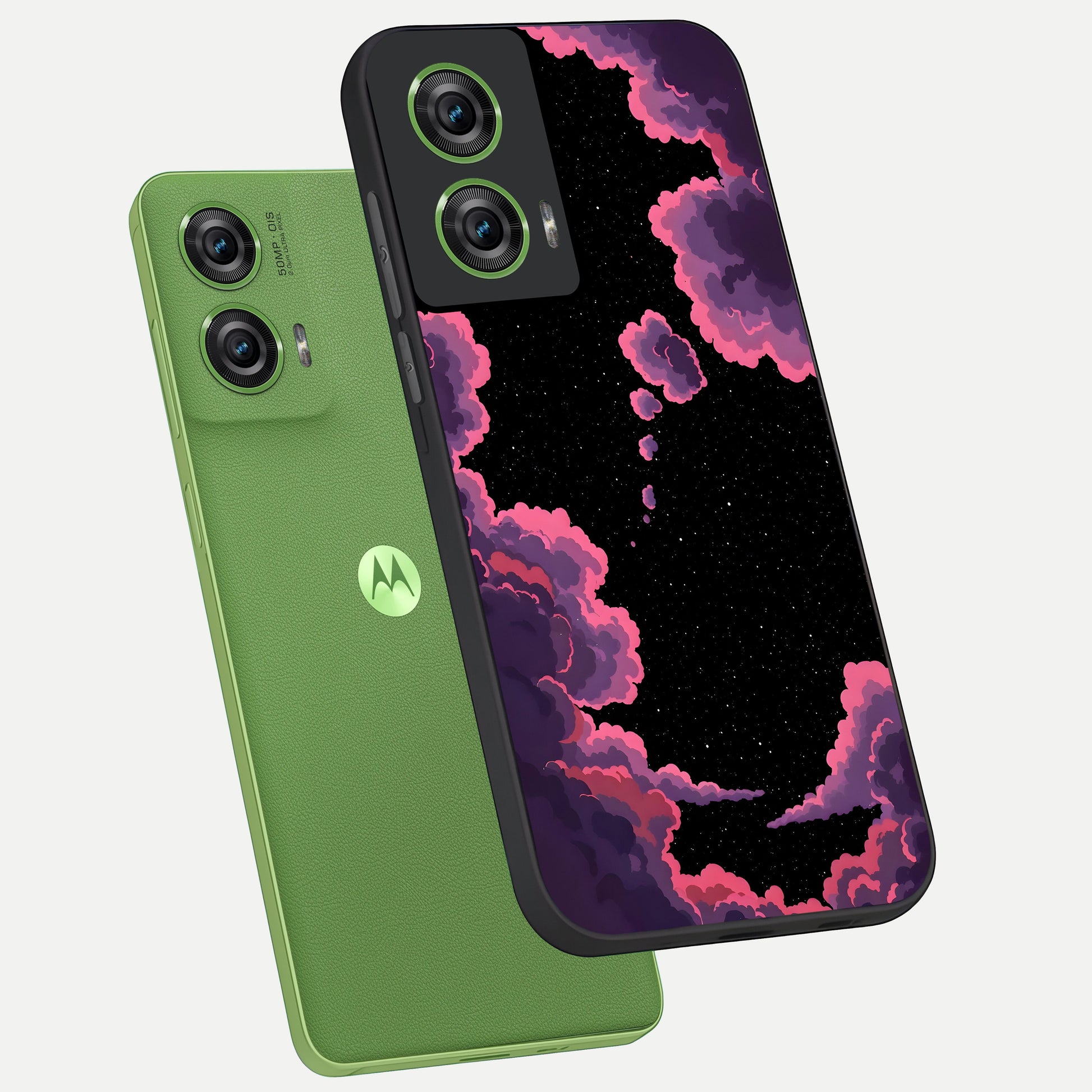  Cosmic Cloud Journey phone case For Moto Edge 50 Fusion showing premium glass back cover with detailed artwork