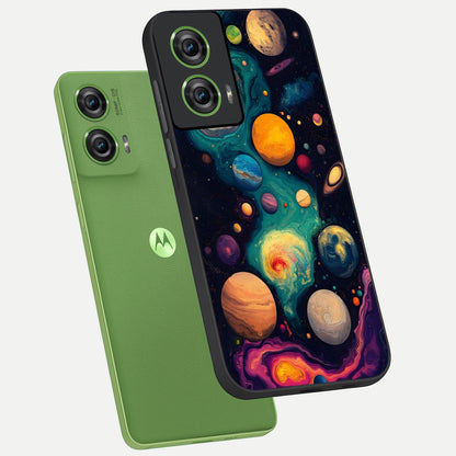  Cosmic Planet Journey phone case For Moto Edge 50 Fusion showing premium glass back cover with detailed artwork