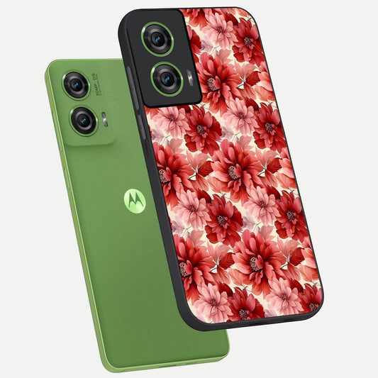  Crimson Love Petals phone case For Moto Edge 50 Fusion showing premium glass back cover with detailed artwork