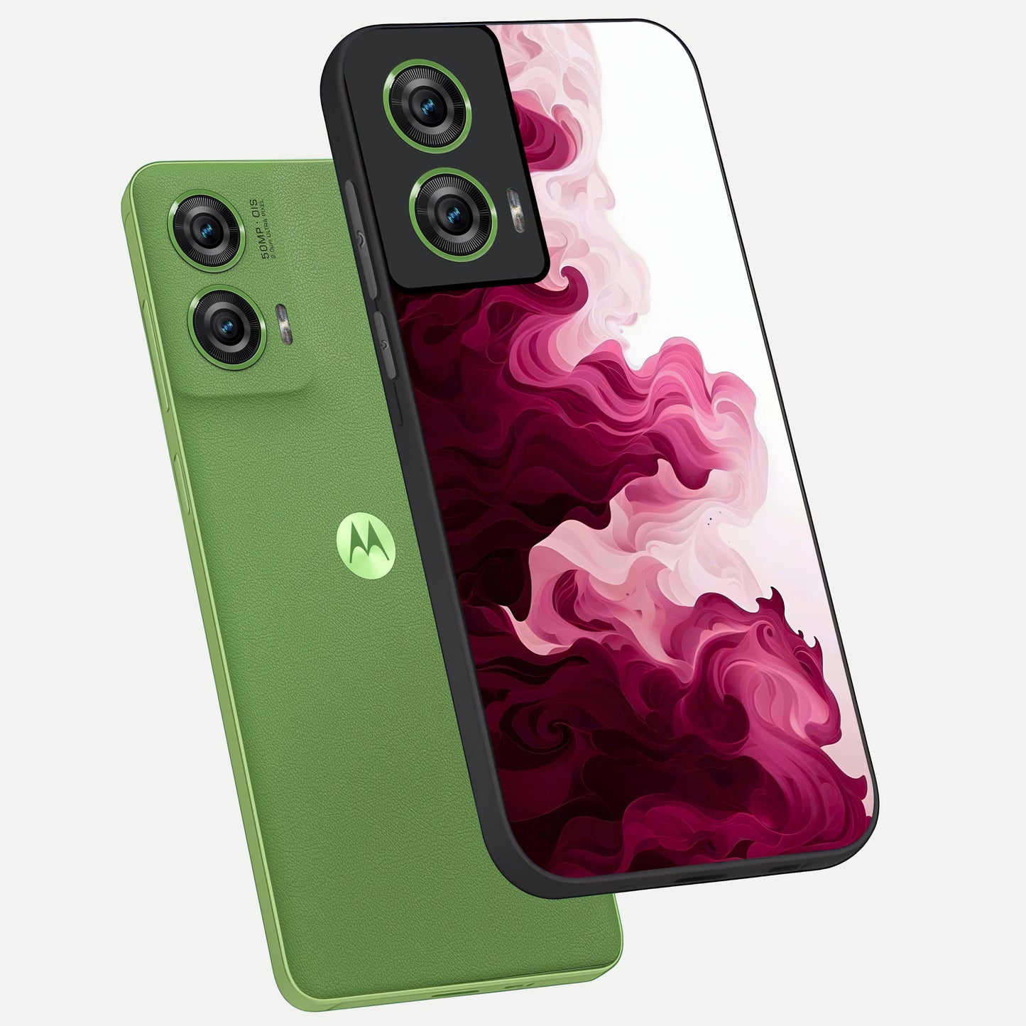  Crimson Wave Flow phone case For Moto Edge 50 Fusion showing premium glass back cover with detailed artwork