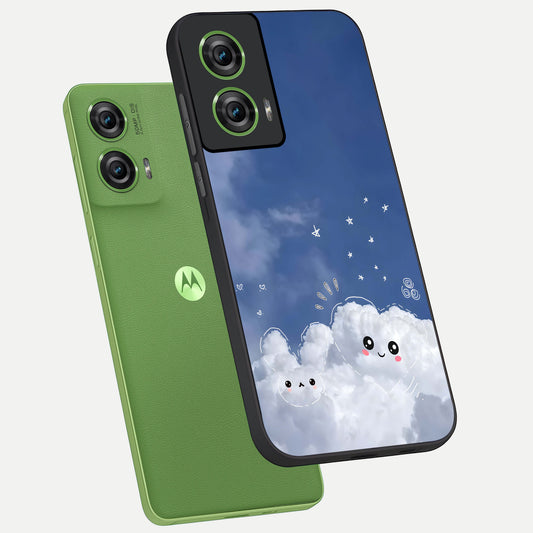  Cute Blossom Cloud phone case For Moto Edge 50 Fusion showing premium glass back cover with detailed artwork