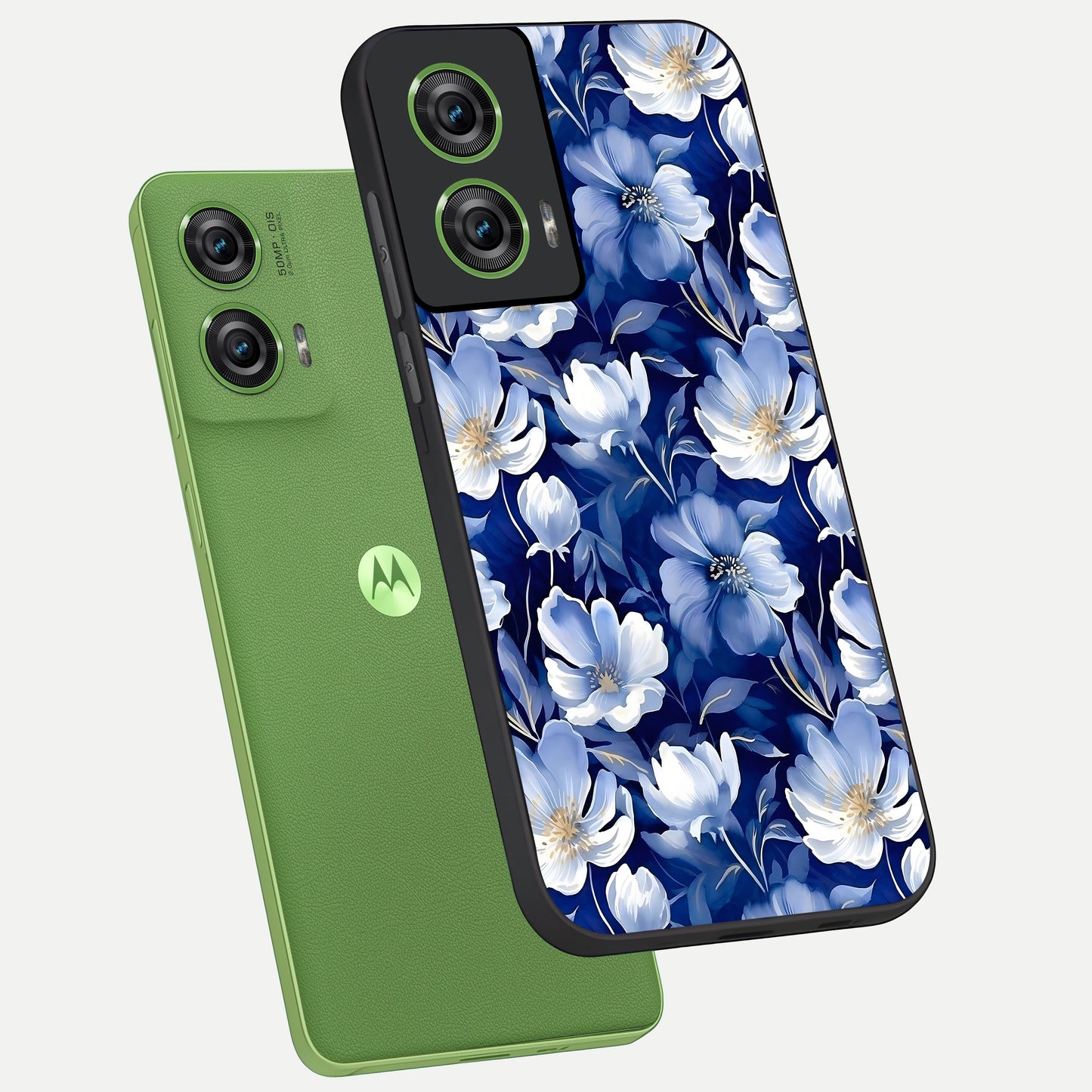  Cute Floral Patterns phone case For Moto Edge 50 Fusion showing premium glass back cover with detailed artwork