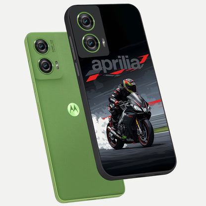  Dark Aprilla phone case For Moto Edge 50 Fusion showing premium glass back cover with detailed artwork