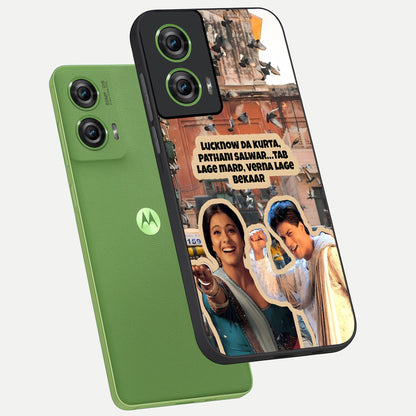  Desi Retro Vibes phone case For Moto Edge 50 Fusion showing premium glass back cover with detailed artwork