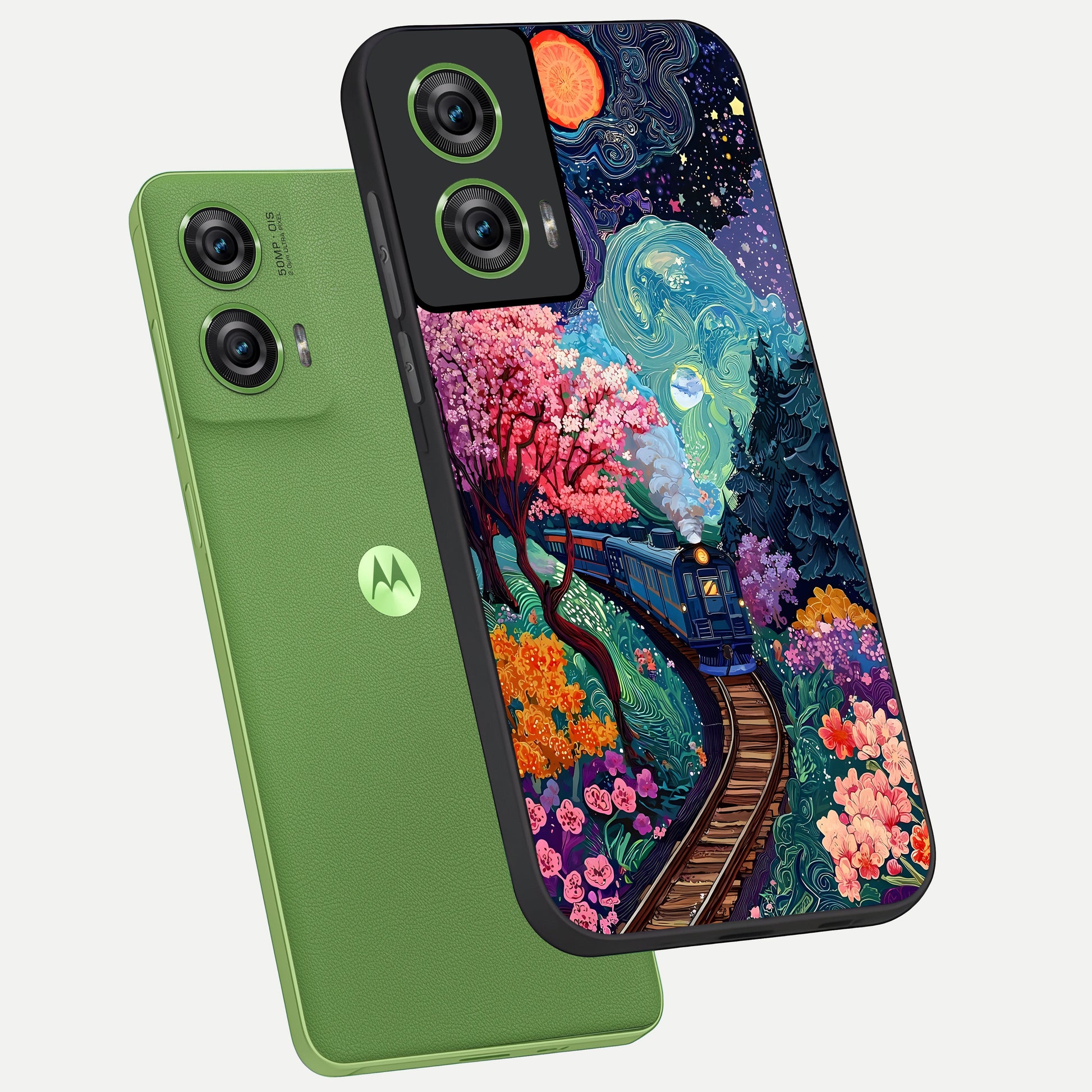  Digital Art phone case For Moto Edge 50 Fusion showing premium glass back cover with detailed artwork