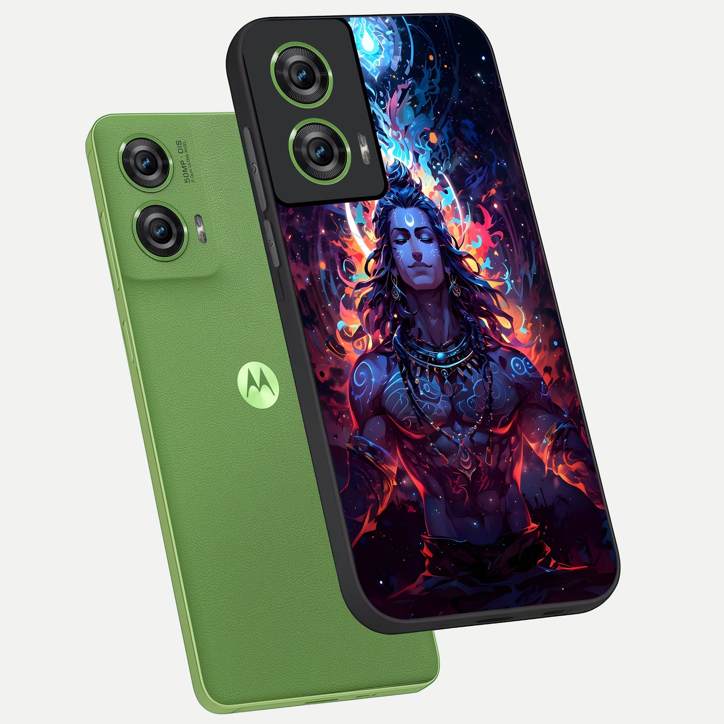  Divine Fire Shiv phone case For Moto Edge 50 Fusion showing premium glass back cover with detailed artwork