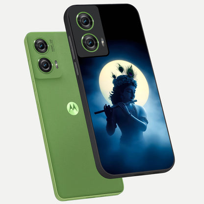  Divine Moon Flute phone case For Moto Edge 50 Fusion showing premium glass back cover with detailed artwork
