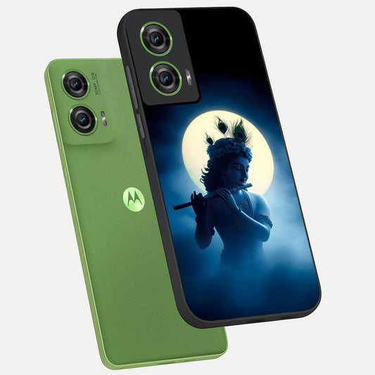  Divine Moon Flute phone case For Moto Edge 50 Fusion showing premium glass back cover with detailed artwork