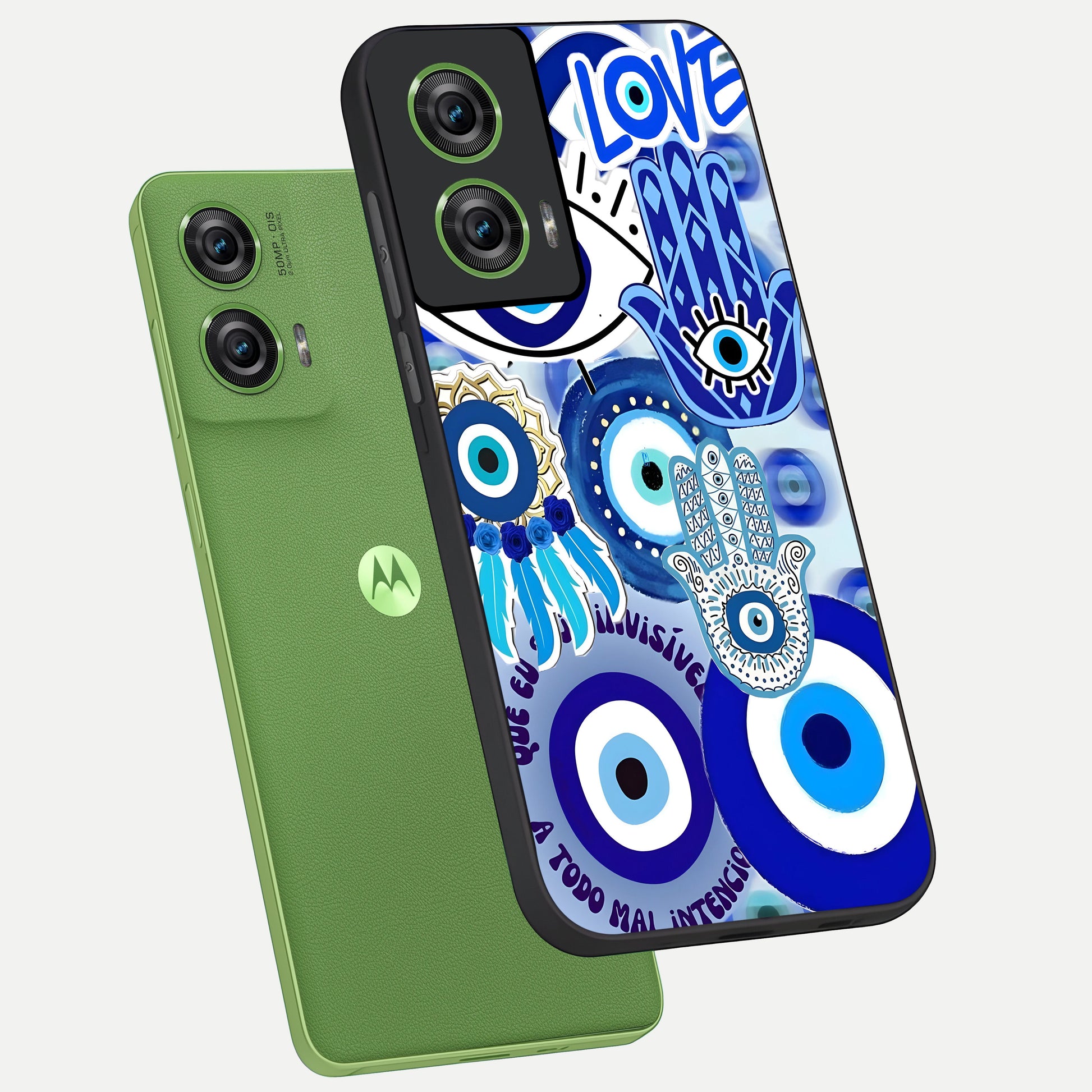  Evil Eyes Dream phone case For Moto Edge 50 Fusion showing premium glass back cover with detailed artwork