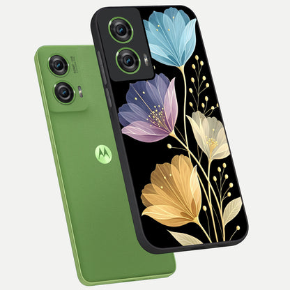  Flower Bloom Glow phone case For Moto Edge 50 Fusion showing premium glass back cover with detailed artwork
