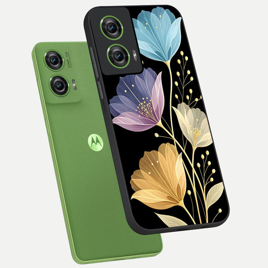  Flower Bloom Glow phone case For Moto Edge 50 Fusion showing premium glass back cover with detailed artwork