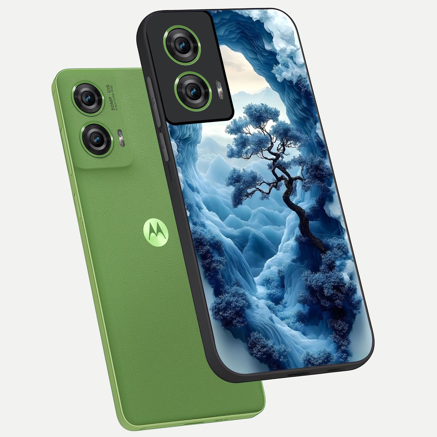  Frozen Serenity Gate phone case For Moto Edge 50 Fusion showing premium glass back cover with detailed artwork