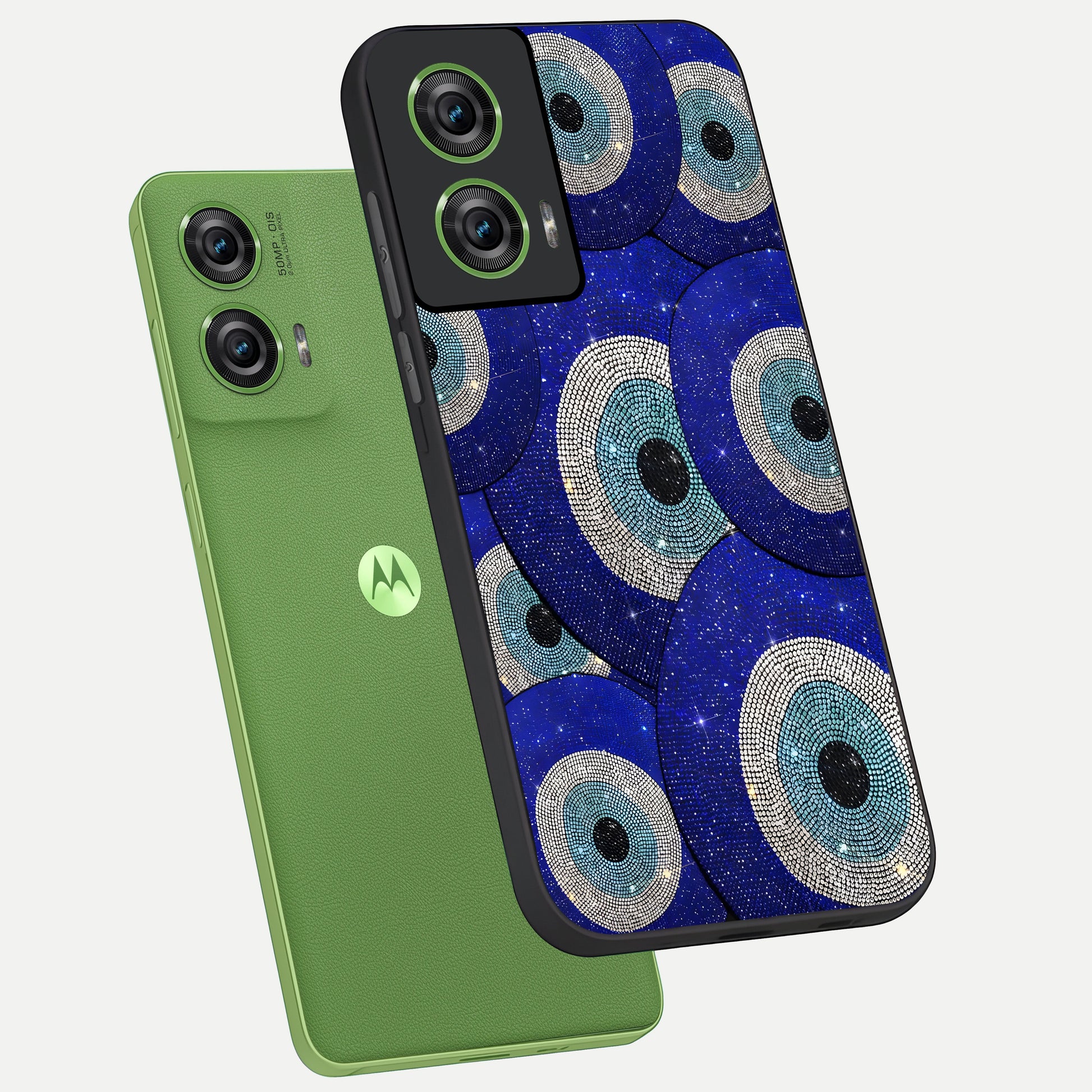  Galaxy Eye Flow phone case For Moto Edge 50 Fusion showing premium glass back cover with detailed artwork