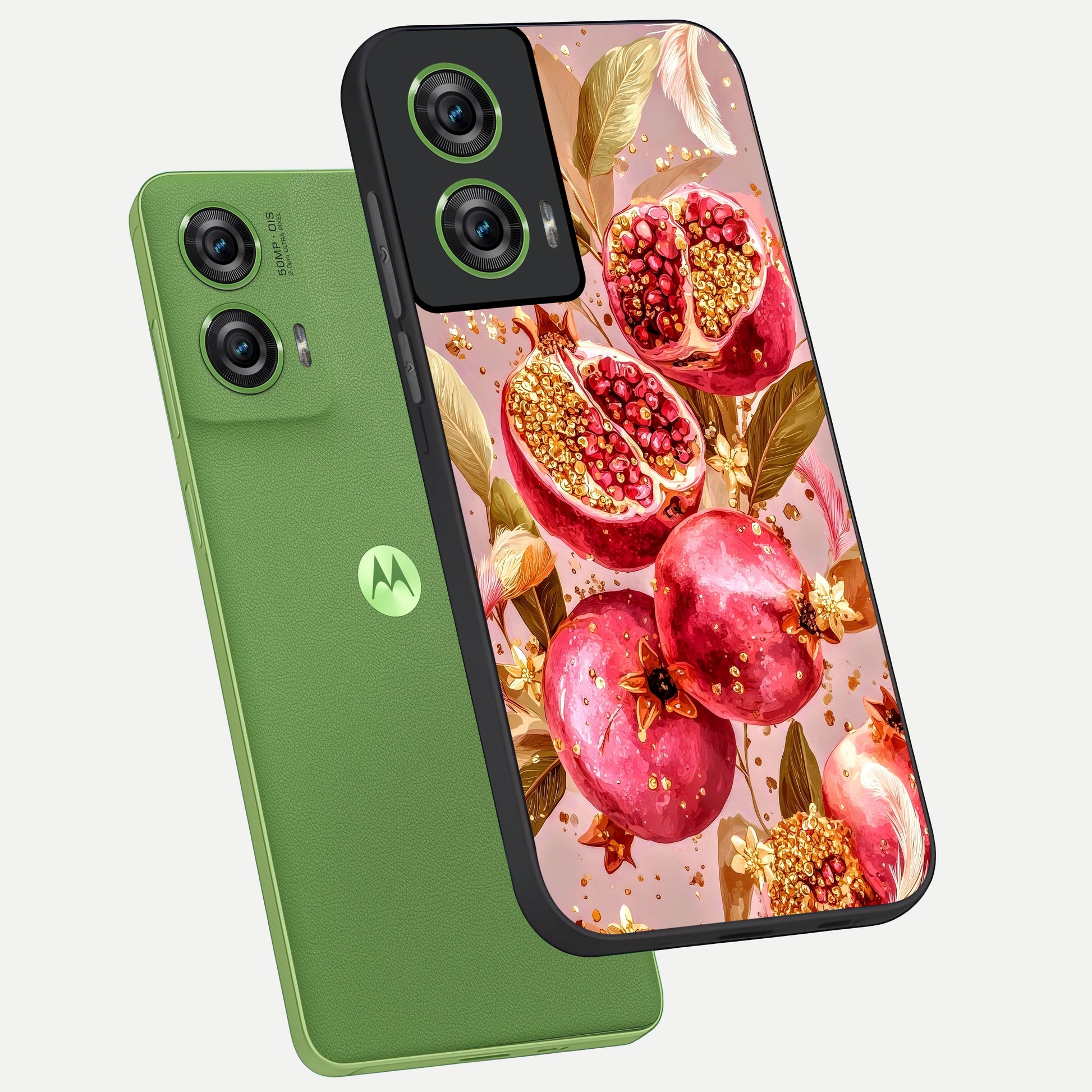  Golden Bloom Glow phone case For Moto Edge 50 Fusion showing premium glass back cover with detailed artwork