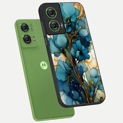  Golden Bloom Symphony phone case For Moto Edge 50 Fusion showing premium glass back cover with detailed artwork