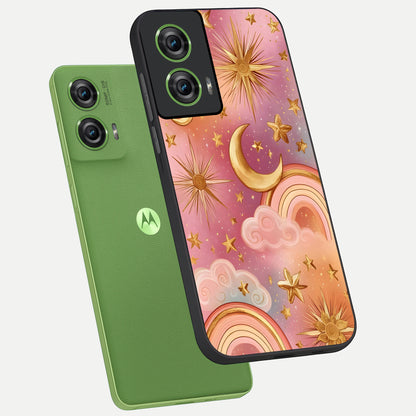  Golden Celestial Dreams phone case For Moto Edge 50 Fusion showing premium glass back cover with detailed artwork